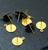 50 Gm, 10mm Flat Pad Blank Closed Loop Earring Posts