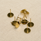 50 Gms, 8mm Golden Earring Posts Flat Pad Blank Tray Stud