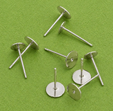 50 Gm, Silver Earring Posts Flat Pad Blank Tray Stud