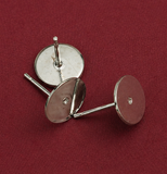 50 Gm, 8mm Silver Earring Posts Flat Pad Blank Tray Stud