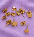 50 Pcs, 6mm Golden  Earring Posts