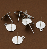 50 Gm, 10mm Flat Pad Blank Closed Loop Earring Posts