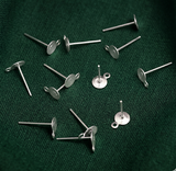 50 Gm Golden Earring Posts Flat Pad Blank Tray Stud