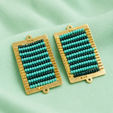 2 Pcs, 48x24mm Miyuki Beads Rectangle Connector and Earrings Components