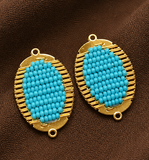 2 Pcs, 34x20mm Miyuki Beads Oval Connector and Earrings Components