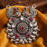 German Silver Antique Peacock Pendant