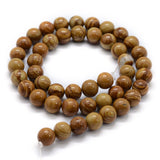 1 String Natural Wood Lace Stone Beads Strands Round 8mm