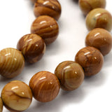 1 String Natural Wood Lace Stone Beads Strands Round 8mm