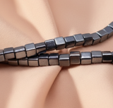 5 Strings Gun Metal Cube Beads 4 mm