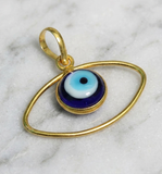 22mm, Evil Eye Brass pendant Golden