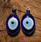 5 Glass Eye Pendants Blue 1 Inch