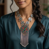 German Silver Multicolor Meenakari Necklace