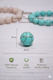 1 String 8mm Natural Turquoise Firoza Gemstone Beads