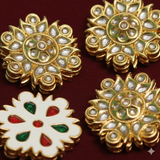 4 Pcs, 30mm, Kundan Connectors Golden