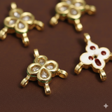 10 Pcs Kundan Spacer Connectors Golden 22x20mm