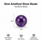 1 String, 8mm Round Amethyst Stone Beads
