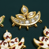 4 Pcs, 26x25mm Kundan Connectors Golden