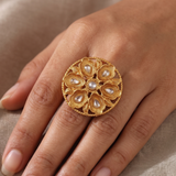 Golden Adjustable Kundan Finger Rings