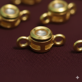 10 Pcs, 6mm, Kundan Connectors Golden
