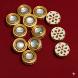 10 Pcs, 15mm, Kundan Connectors Golden