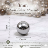 1 String 8mm Silver Hematite Gemstone Beads