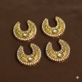 4 Pcs, 22mm, Kundan Chandbali Earrings Components & Connectors Golden