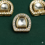 4 Pcs 21x19mm AD Stone Kundan Spacer Connectors Golden