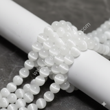 1 String 8mm Natural Selenite Cat Eye Gemstone Beads