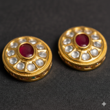 4 Pcs, 24x22mm Kundan Connectors Golden Golden