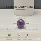 5mm Round Amethyst Stone Beads Purple