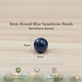 1 String 8mm Round Blue Sandstone Beads