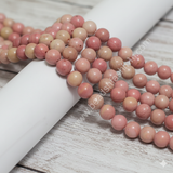 1 String 8mm Natural Pink Rhodonite Gemstone Beads