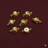 10 Pcs, 6mm, Kundan Connectors Golden