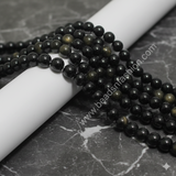 1 String 8mm Natural Gold Obsidian Gemstone Beads