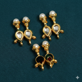 10 Pcs, 23x16mm Kundan Connectors Golden