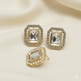 4 Pcs 23x20mm Ad Stone Earrings Stud