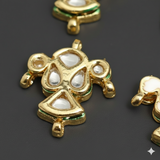 4 Pcs Kundan Spacer Connectors Golden 26x23