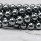 1 String 8mm Silver Hematite Gemstone Beads