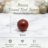 1 String 8mm Round Red Jasper Beads
