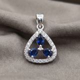 92.5 Sterling Silver Blue Petal Pendant