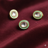 10 Pcs, 13x10mm Meenakari Kundan Earring Studs