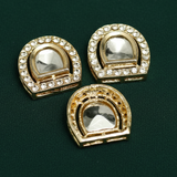 4 Pcs 21x19mm AD Stone Kundan Spacer Connectors Golden