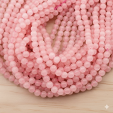 Round Rose Quartz Stone Beads Baby Pink