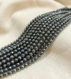 1 String Hematite Faceted Round Beads Black 3mm