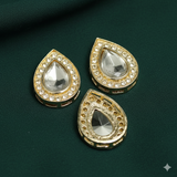 4 Pcs, 25x18mm AD Stone Kundan Spacer Connectors Golden