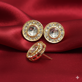 4 Pcs 16mm Round Ad Stone Earrings Stud