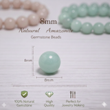 1 String 8mm Natural Amazonite Gemstone Beads