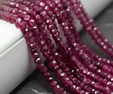 1 String Faceted Rondelle Stone Beads Magenta 4mm