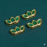 4 Pcs, 12x24mm, Kundan Spacer Connectors Golden