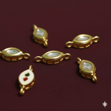 10 Pcs, 12x7mm, Kundan Connectors Golden